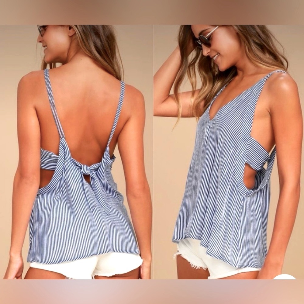Lulu's Blue and White Striped Tank Top